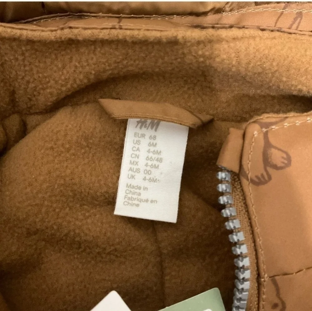 NWT H&M Brown Snowsuit Bears All Over Print Size 6M